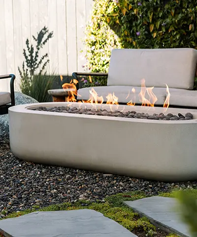 A firepit surrounded by chairs