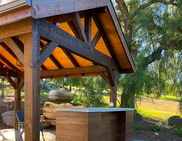 A pergola built over a counter